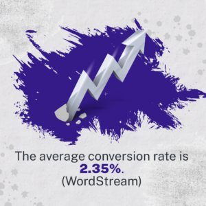 The average conversion rate is 2.35% - stats given by Jenn Neal on how to create a sales page