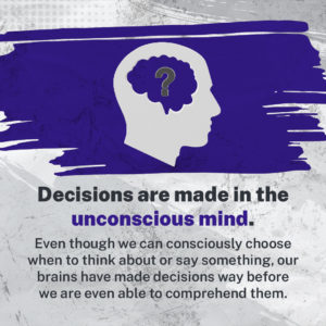 Decisions are made in the unconscious mind
Even though we can consciously choose when to think about or say something, our brains have made decisions way before we are even able to comprehend them. - Successful Marketing Strategies with Jenn Neal